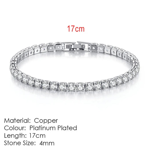 Luckacco Fashion Multicolor Tennis Bracelet for Women 2.5/3/4/5mm Zirconia Charm Designer Tennis Chain Men Bracelet Wedding Jewelry KC128