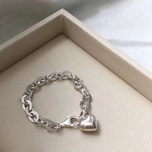 Luckacco New 925 Silver Geometric Bead Punk Peace of Mind Words Irregular String Bracelet For Woman Girl Fashion Jewelry Gift Dropship