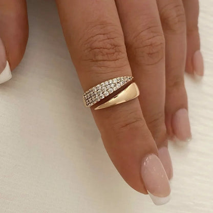 Luckacco 2025 New Stainless Steel 18 K Gold Plated Sun Rings for Women Natural Stone Inlaid in Hollow Metal Texture Ring Trendy Jewelry