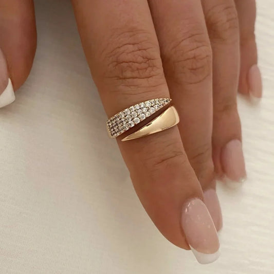 Luckacco 2025 New Stainless Steel 18 K Gold Plated Sun Rings for Women Natural Stone Inlaid in Hollow Metal Texture Ring Trendy Jewelry