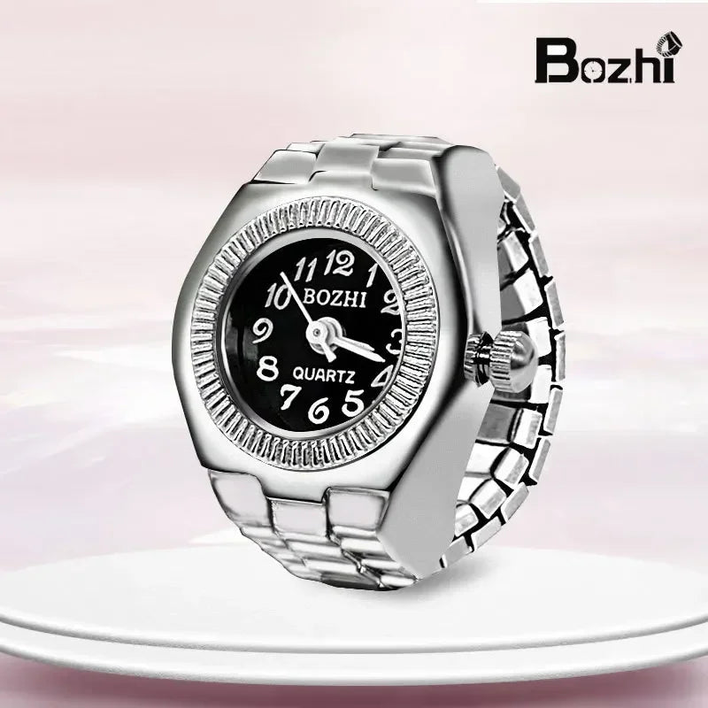 luckacco vintage punk quartz finger watch ring for women men couple rings digital watches elastic stretchy finger band ring jewelry clock