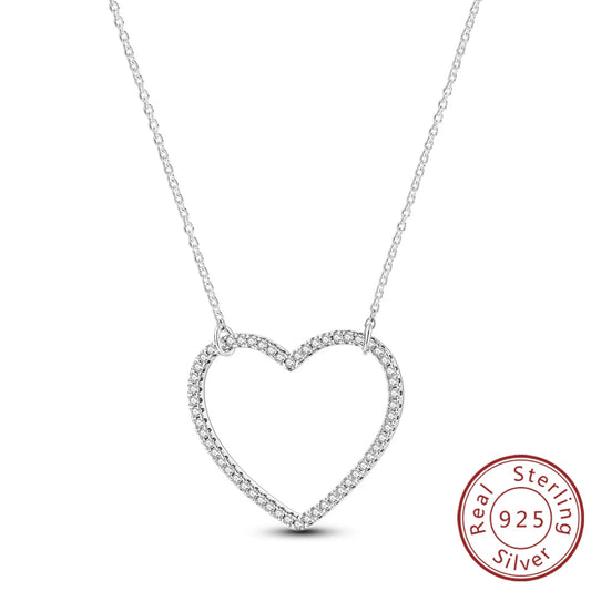 Luckacco Necklace 925 Sterling Silver Butterfly Love Heart Bear Classic Simple Adjustable Necklace For Women Girl Fashion Jewelry Gifts