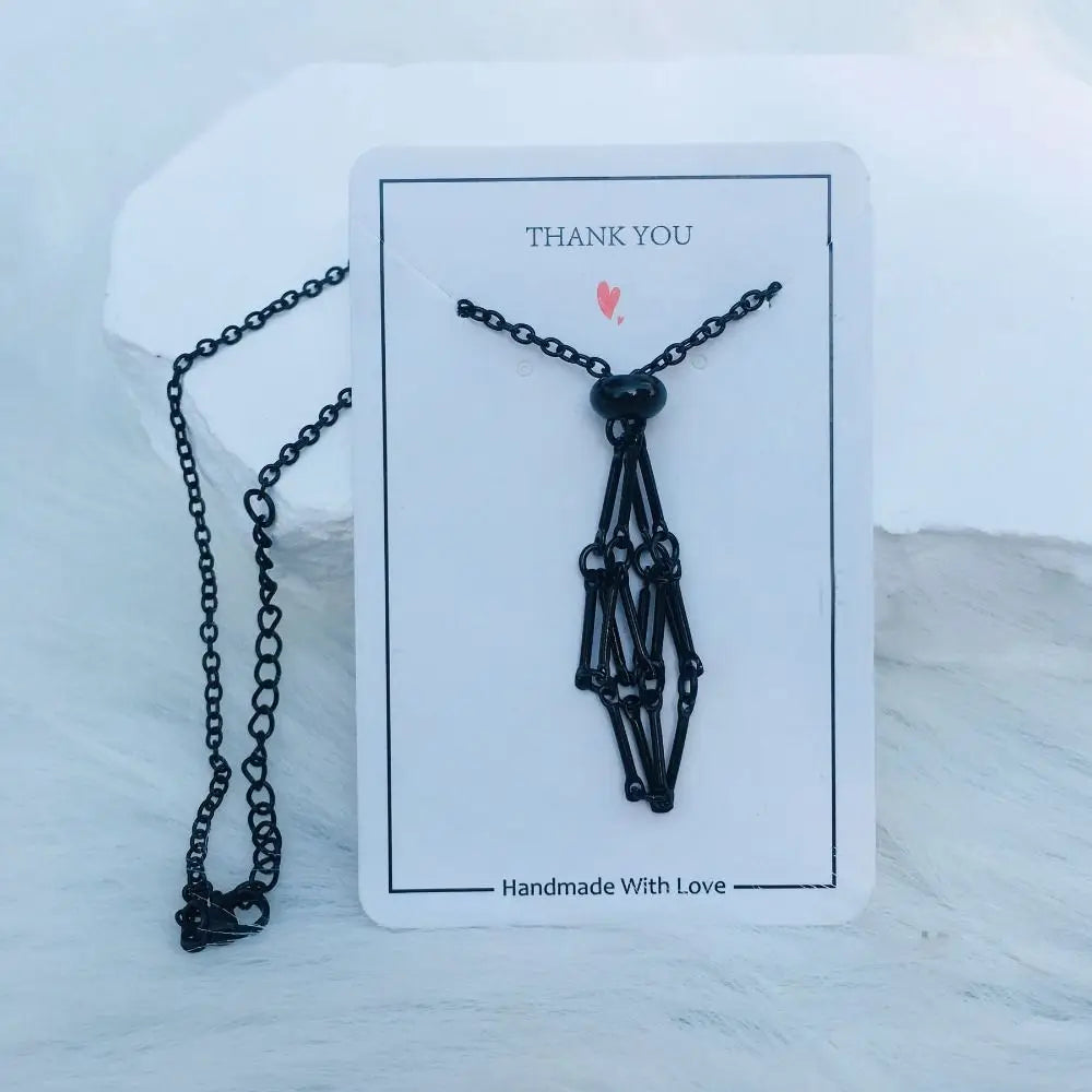 luckacco stainless steel crystal holder cage necklace silver color interchangeable stone holder necklace necklace accessories gold color