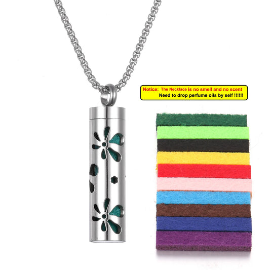 Luckacco Long Strip Stainless Steel Aromatherapy Necklace Perfume Diffuser Essential Oil Diffuser Pendant Necklace Jewelry Accessories
