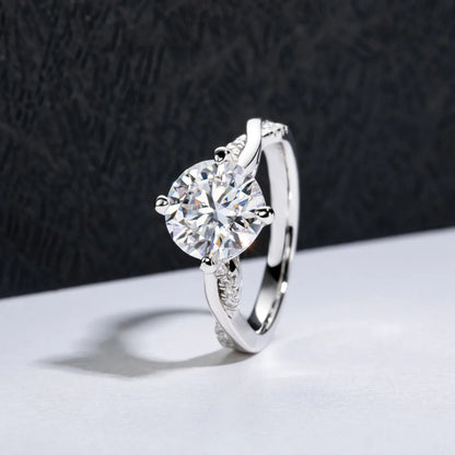 Luckacco 3 Carat D Color Moissanite Engagement Ring, 9mm Round Cut, 925 Sterling Silver Wedding Band, GRA Certified, Bridal Jewelry Gift