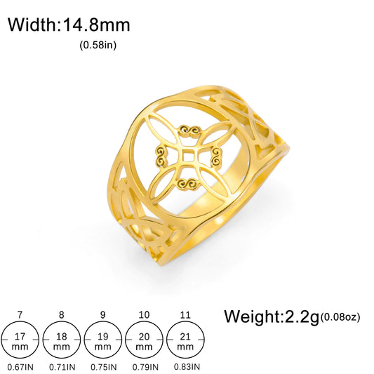 Luckacco Skyrim Witch Knot Ring Women Men Stainless Steel Finger Rings Witchcraft Wicca Triquetra Celtics Knot Amulet Jewelry Gift