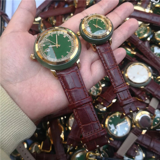 Luckacco Natural Green Men'S And Women'S Hetian White Jade Watch