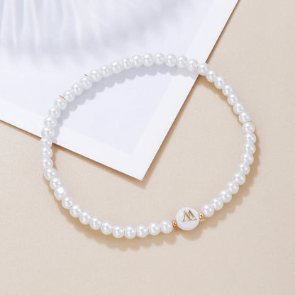 Luckacco New Fashion 26 Letter Bracelet Women Temperament Handmade Simulated Pearl Bead Bracelet For Women Jewelry Gift