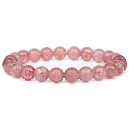 Luckacco Fashion Natural Stone Pink Angelite Beads Bracelet 8mm Sunstone Beaded Energy Yoga Bracelet Jewelry for Women Handmade Gifts