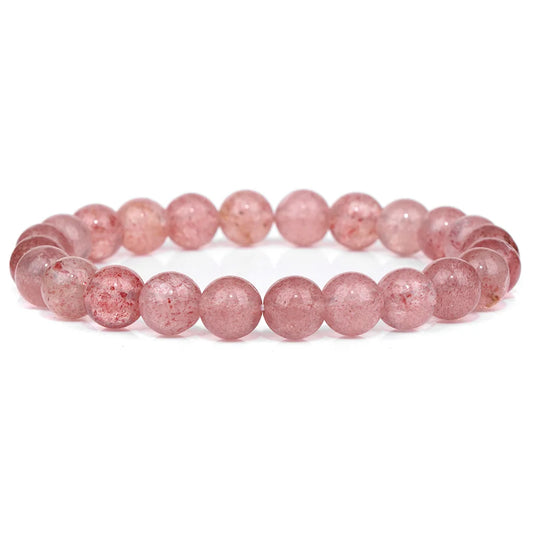 Luckacco Fashion Natural Stone Pink Angelite Beads Bracelet 8mm Sunstone Beaded Energy Yoga Bracelet Jewelry for Women Handmade Gifts