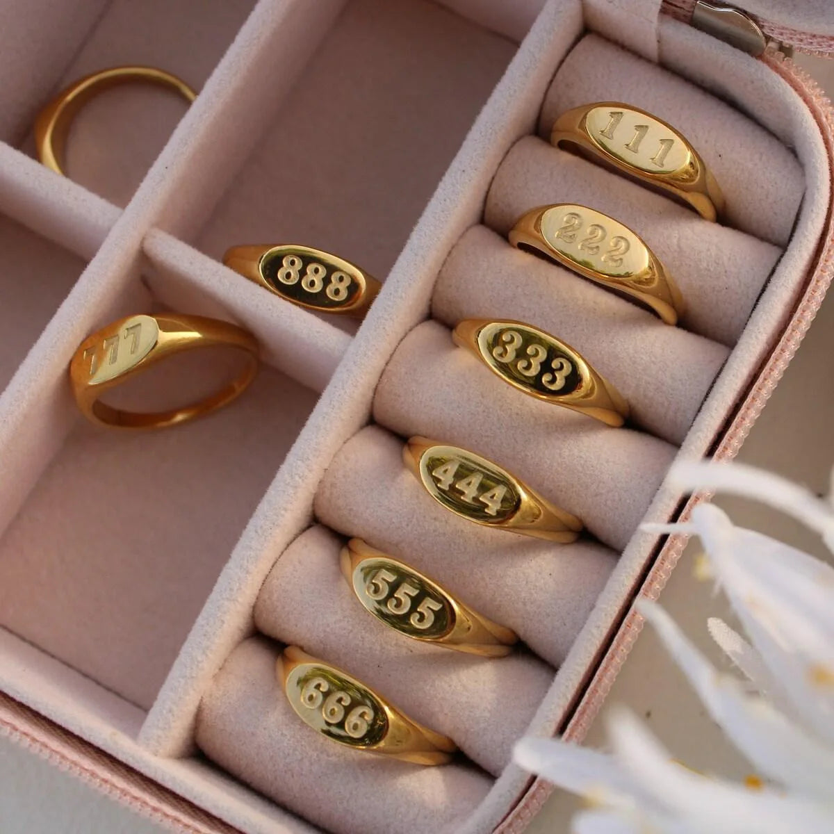 luckacco 2023 fashion  angel number rings jewelry for women 111 222 333 444 lucky number stainless steel ring for girls