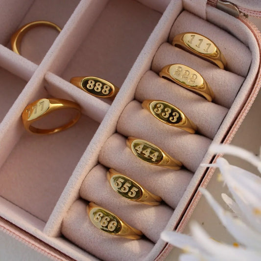 Luckacco 2023 Fashion  Angel Number Rings Jewelry For Women 111 222 333 444 Lucky Number Stainless Steel Ring For Girls