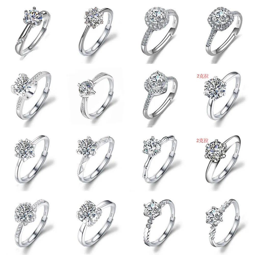 luckacco never fade luxury classic 18k white gold color ring solitaire 2 carat zirconia diamant wedding band women jewelry accessories