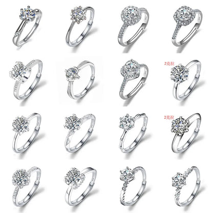Luckacco Never Fade Luxury Classic 18K White Gold Color Ring Solitaire 2 Carat Zirconia Diamant Wedding Band Women Jewelry Accessories