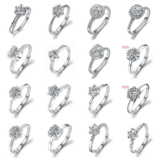 Luckacco Never Fade Luxury Classic 18K White Gold Color Ring Solitaire 2 Carat Zirconia Diamant Wedding Band Women Jewelry Accessories