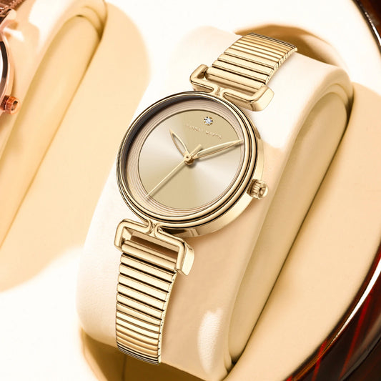 Luckacco 2025 New Women Watch Leisure Fashion 29mm Mini Dial Stainless Steel Mesh Strap HANNAH MARTIN Nordic Simple 3Bar Waterproof Watch