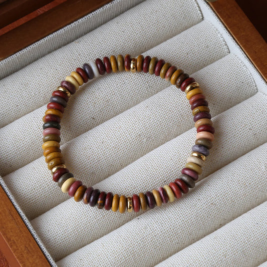 Luckacco Summer Cool Elastic Bracelet Color Beads Dopamine Girl Versatile Natural Stone Bead Trend 2024 New