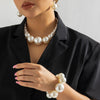 Luckacco Exaggerated Fashion Big Imitation Pearl Choker Necklace for Women Wedding Bridal Temperament Bead Maxi Chain Christmas Jewelry
