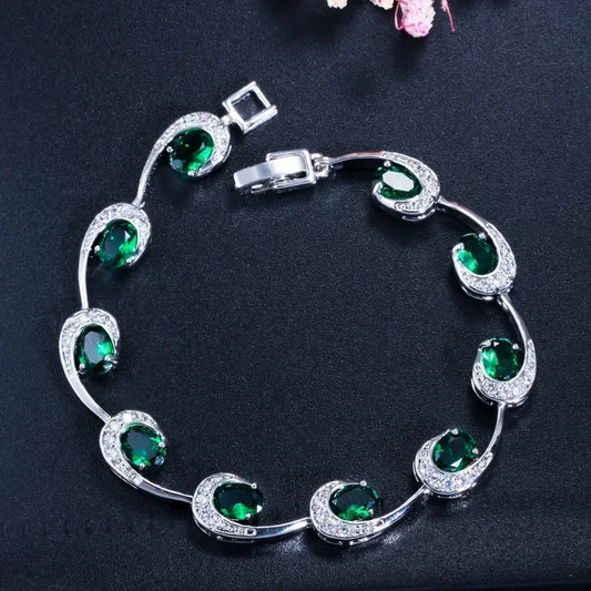 Luckacco Exquisite Shiny Tennis Ball Shape Crystal Zircon Bracelet for Women Fashion Evening Party Jewelry Girls Gift