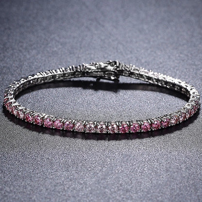 Luckacco Wong Rain 925 Sterling Silver 3EX Colorful 3 MM Real Moissanite Diamonds Gemstone Tennis Chain Bracelets Bangle Fine Jewelry