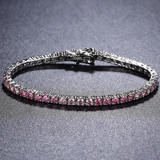 Luckacco Wong Rain 925 Sterling Silver 3EX Colorful 3 MM Real Moissanite Diamonds Gemstone Tennis Chain Bracelets Bangle Fine Jewelry