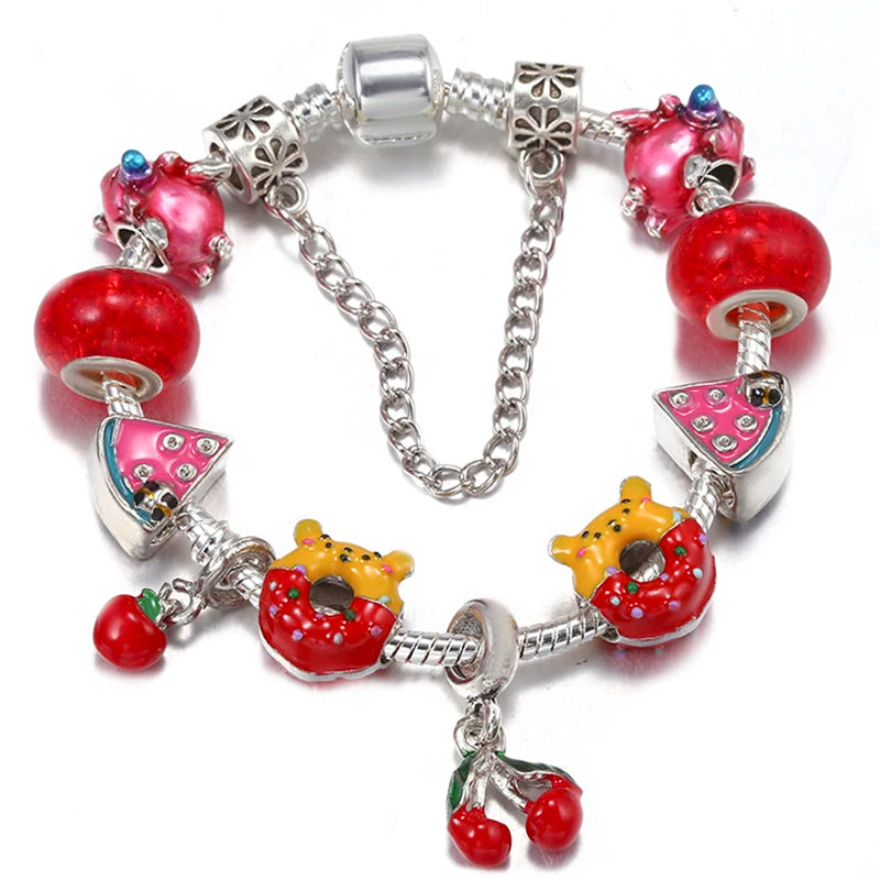 luckacco baopon spring styles butterfly pansy beads charm bracelets diy fine bracelets for women men fiancee bijoux pulseras jewelry gift