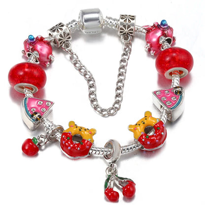 Luckacco BAOPON Spring Styles Butterfly Pansy Beads Charm Bracelets DIY Fine Bracelets For Women Men Fiancee Bijoux Pulseras Jewelry Gift