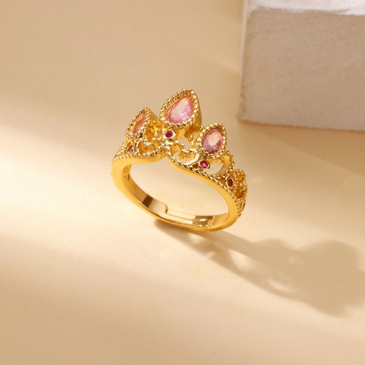 luckacco luxury zircon geometric rings for women gold color adjustable  stainless steel heart flower ring wedding fashion jewelry gift