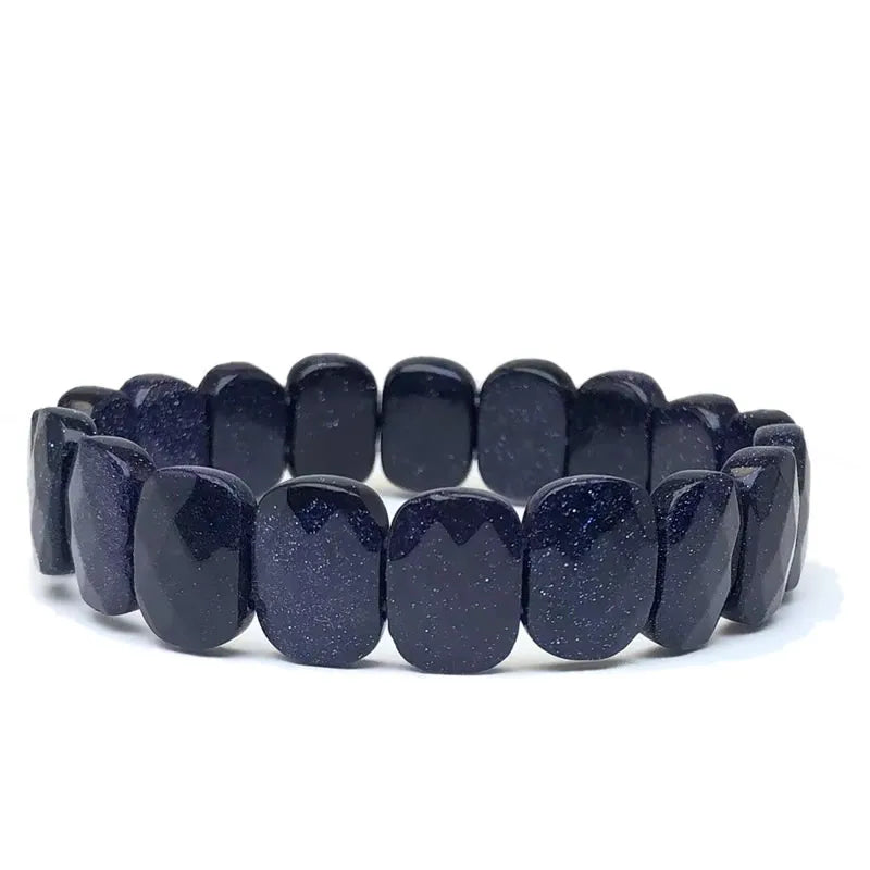luckacco natural 10x15mm faceted flashing stone beads bracelets handmade reiki healing meditation bangles elastic rope couple jewelry