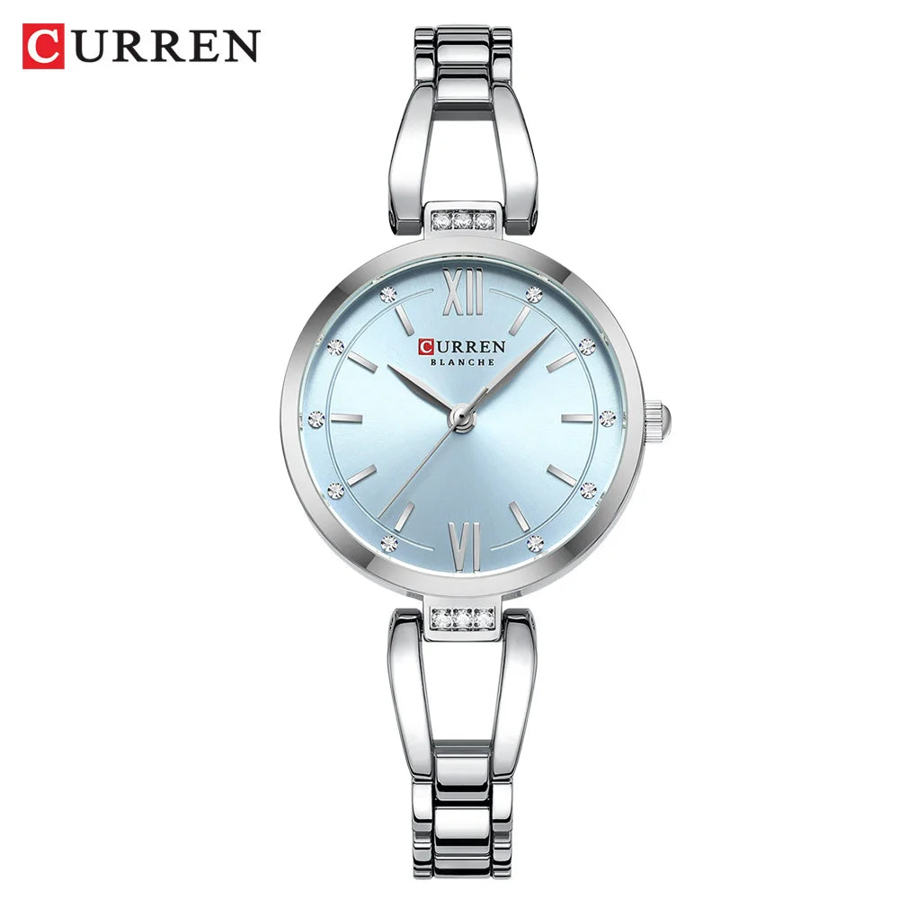 luckacco curren luxury hight quality quartz watch fashion charming rhinestones stainless steel band women's wristwatches