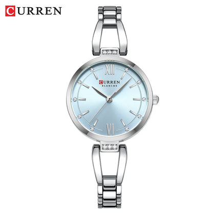 Luckacco CURREN Luxury Hight Quality Quartz Watch Fashion Charming Rhinestones Stainless Steel Band Women's Wristwatches