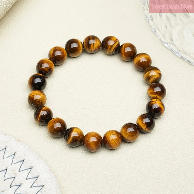 luckacco high quality yellow tiger eye stone bracelet natural stone handmade fine bangles handmade healing reiki yoga jewelry 6/8/10/12mm