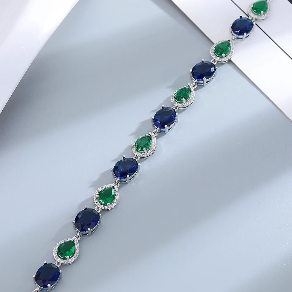 luckacco amethyst purple zircon tennis bracelets female real s925 silver plated gemstone bracelet for women birthday gift