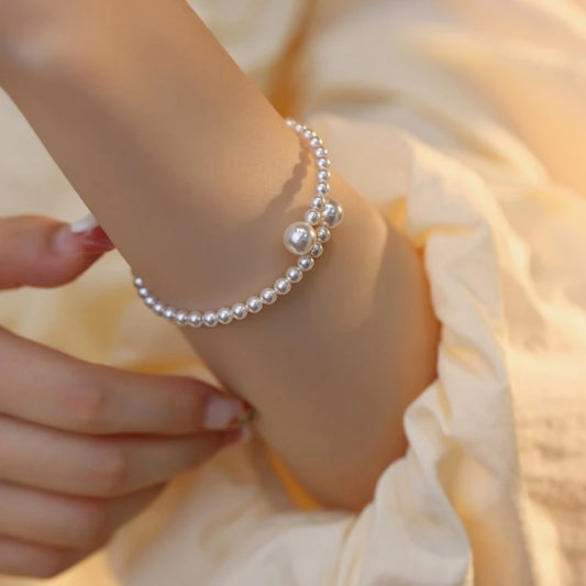 Luckacco french vintage pearl bracelet simple acrylic ball adjustable cuff bracelet for women fashion jewelry dropshipping ﻿
