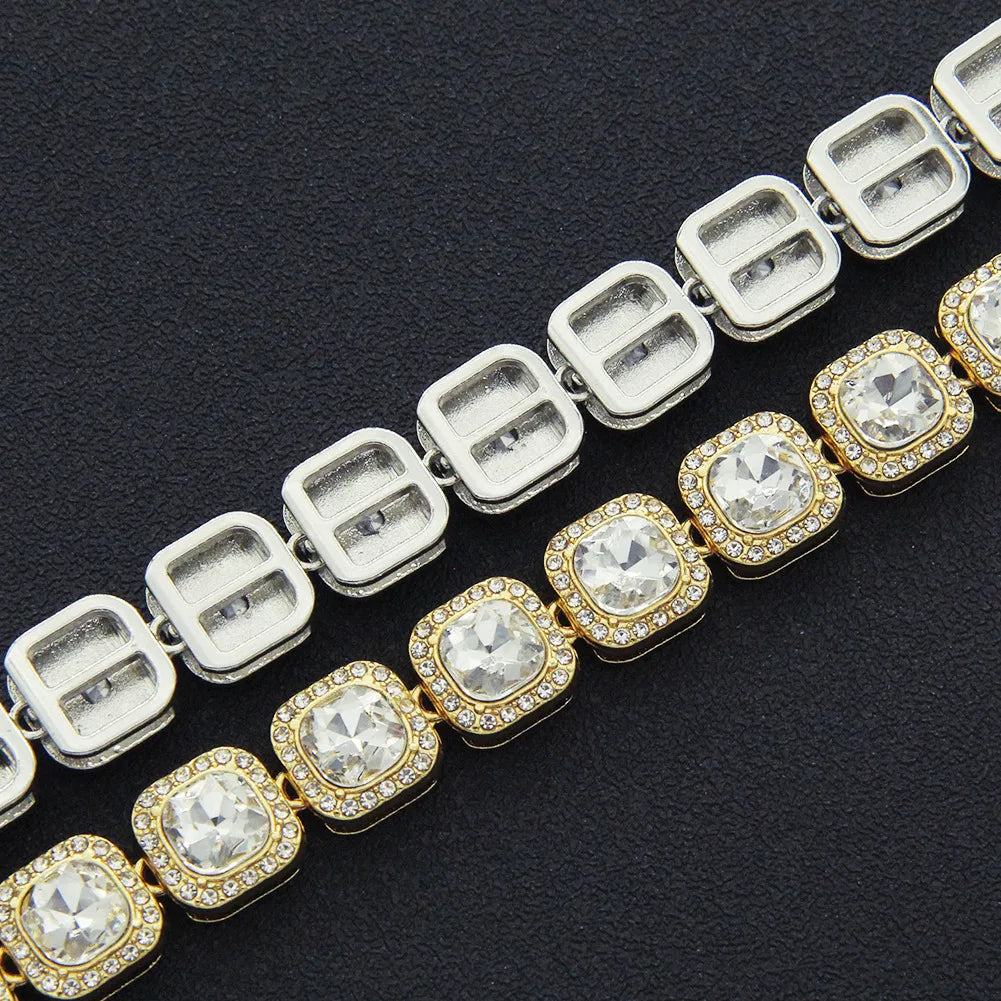 luckacco hnsp 12mm ice chain necklace bracelet for men women neck hip hop tennis chain jewelry accessories