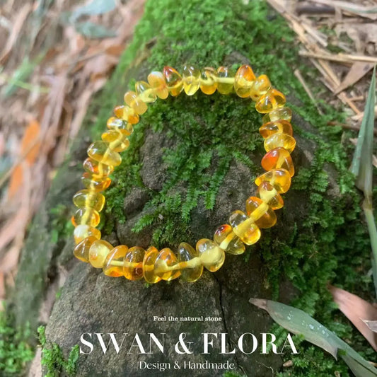 Luckacco Natural Baltic Amber Bracelet  Stone Irregular Jewelry  Design Handmade GEM Beads Healing Women Jewelry Gifts