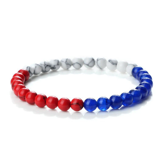 Luckacco Classic Natural Stone Palestine Flag Bracelet Men Women National Flag Beads Bracelet Christmas Prayer Beads Worship Jewelry Gift