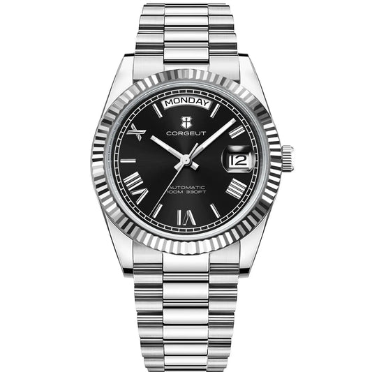 Luckacco CORGEUT New Color 36/39mm Dial Man watch Week Date Calendar Type Watch Sapphire Luxury Mechanical Steel Clock waterproof