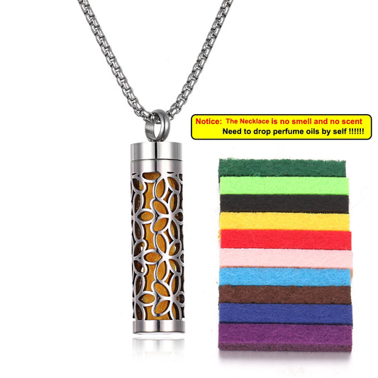 Luckacco Long Strip Stainless Steel Aromatherapy Necklace Perfume Diffuser Essential Oil Diffuser Pendant Necklace Jewelry Accessories