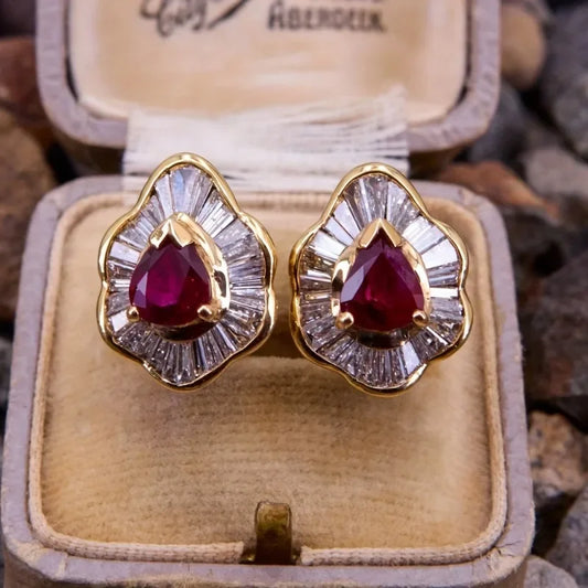 Luckacco Luxury Super Shiny White Zirconia Vintage Synthetic Gemstone Earrings for Women Gorgeous Elegant Party Jewellery Accessories