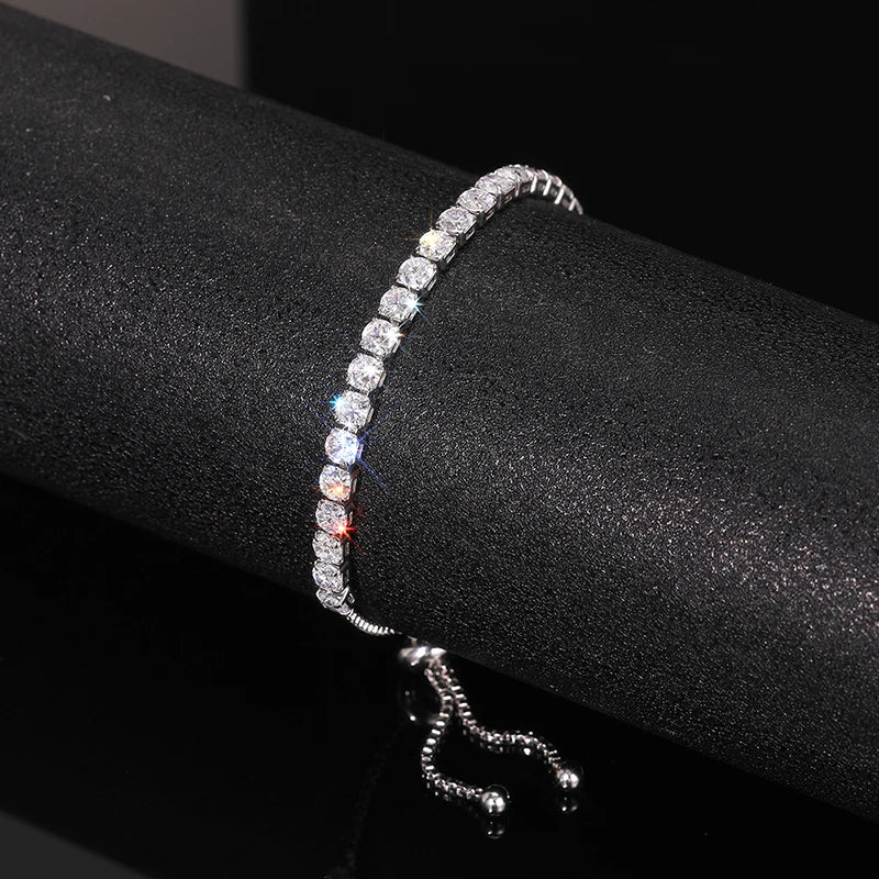 luckacco daily picks adjustable draw bracelet for women full bling crystal cubic zirconia exquisite female hand accessories statement jewelry
