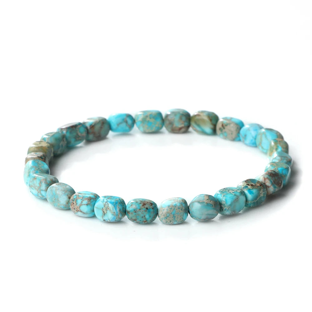 luckacco bohemian natural stone beaded bracelets colorful emperor stone elastic bangle women men couple friendship handmade jewelry gifts