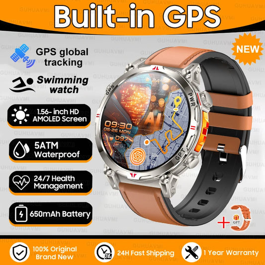 Luckacco New Military T-Rex 3 Bluetooth Call Smart Watch GPS Compass Barometric Altimeter 10ATM Waterproof Sports Smart Watch