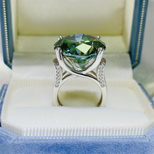 Luckacco Solitaire Huge 20Ct Blue Moissanite Diamond Ring 925 Sterling Silver Party Wedding Band Rings for Women Men Engagement Jewelry