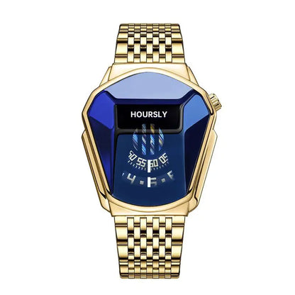 Luckacco Gold Luxury Brand Trend Cool Men Wrist Watch Stainless Steel Technology Fashion Quartz Watch for Men 2024 Relogio Masculino