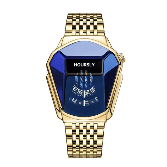 Luckacco Gold Luxury Brand Trend Cool Men Wrist Watch Stainless Steel Technology Fashion Quartz Watch for Men 2024 Relogio Masculino