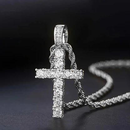 Luckacco daily picks 60Cm Twisted Chain Long Necklace for Women/Men Fashion Luxury Cubic Zirconia Cross Pendant Necklace Gift Love Accessories