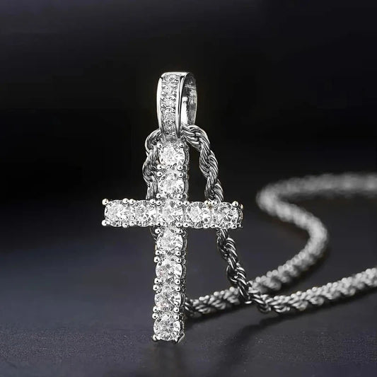 Luckacco daily picks 60Cm Twisted Chain Long Necklace for Women/Men Fashion Luxury Cubic Zirconia Cross Pendant Necklace Gift Love Accessories
