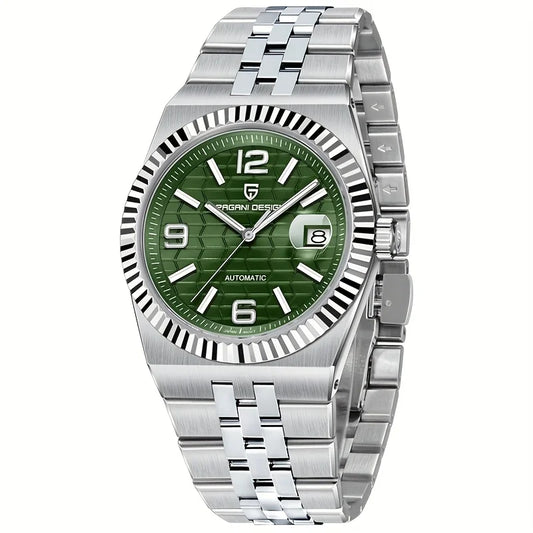 Luckacco New 40mm Mechanical Watch PAGANI DESIGN Men Watches Stainless Steel 100M Waterproof Wristwatch Sapphire Glass Clock Reloj Hombre