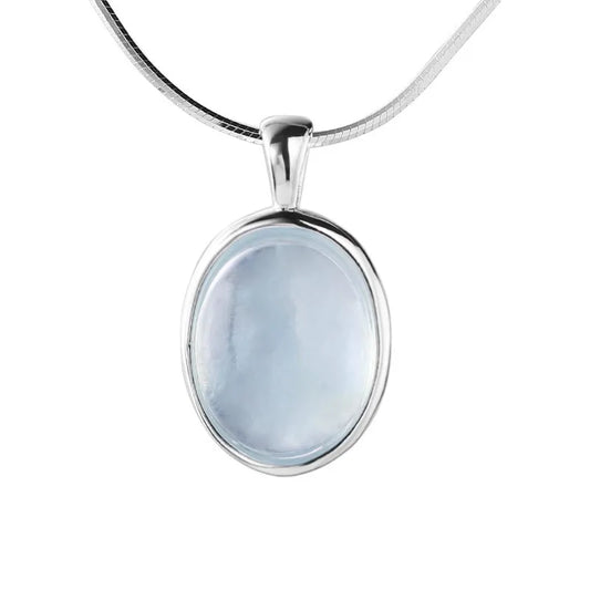 Luckacco PANJBJ 925 Sterling Silver Moonstone Necklace for Women Girl Individuality Geometric Simple Jewelry Birthday Gift
